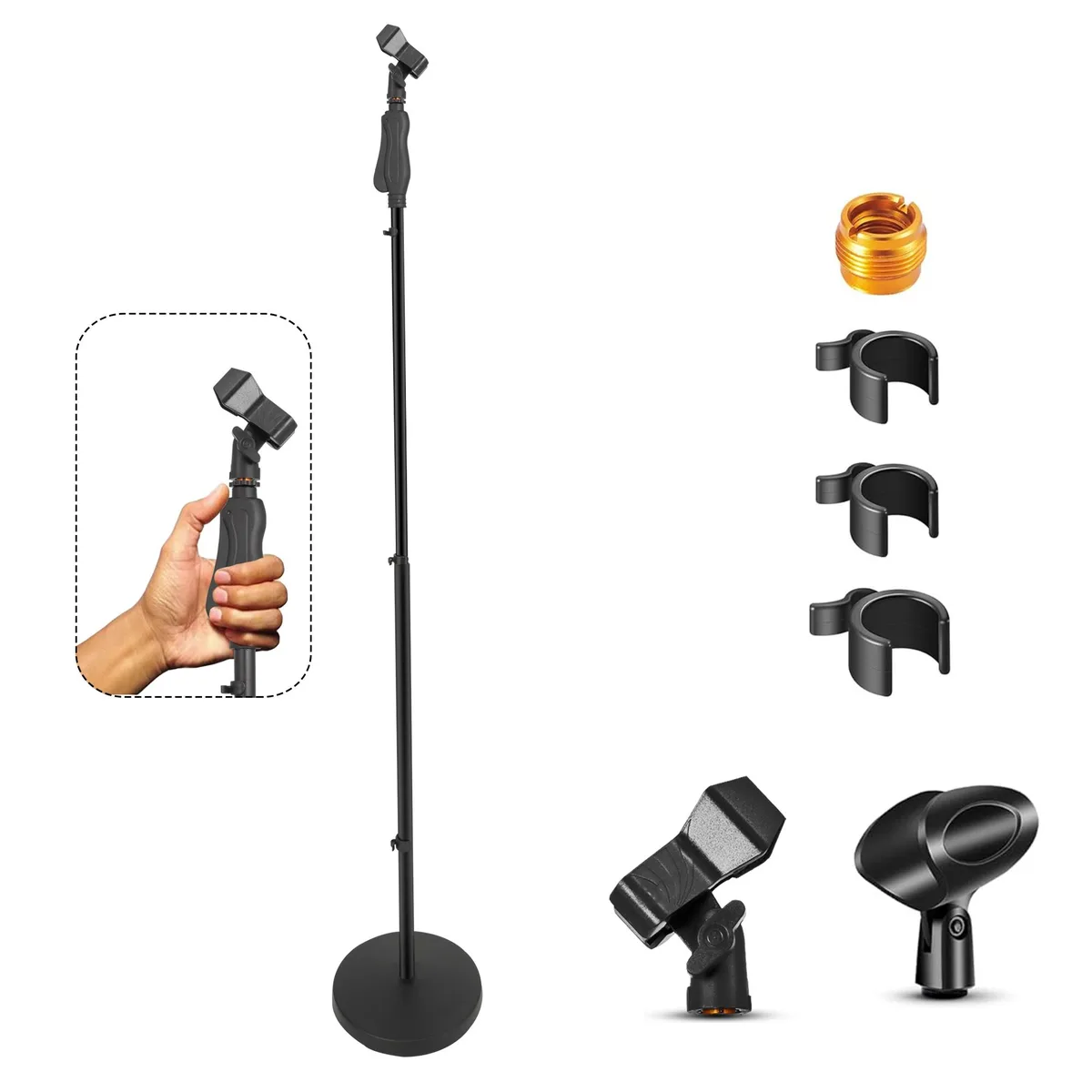 5 Core 5 Core Microphone Stand MS RBL HND CLCH 35-57" Round Base — product photo