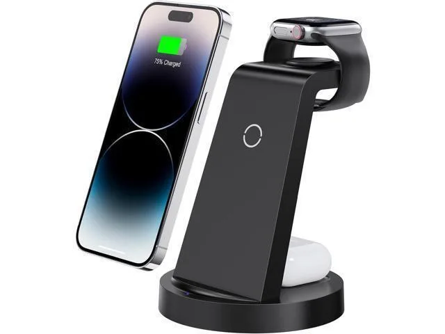 LORDWORLD LORDWORLD 3 in 1 Wireless Charger iPhone 15 14 13 12 11 X Pro Max Apple Watch AirPods cell phones - unlocked — product photo