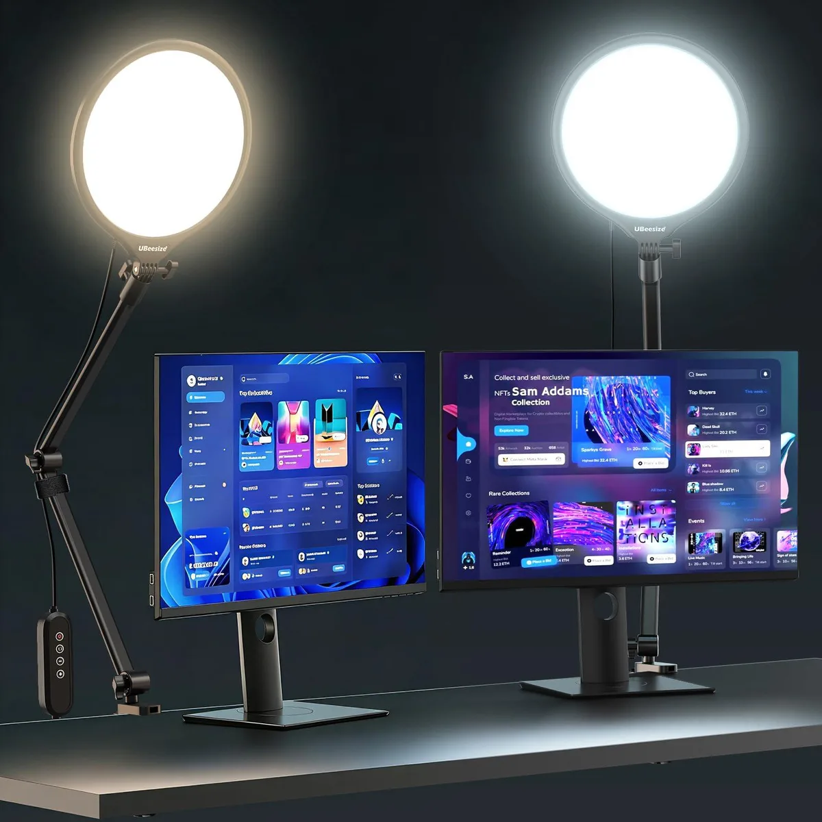  Neewer UB-XBD10BK-1 10" Bluetooth 4.0 Desk Ring Light with C-Clamp Stand — product photo