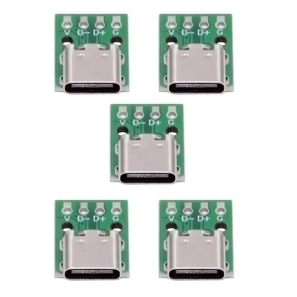 Fervit Fervit USB C DIY Connector 2.54mm USB 2.0 4Pin Female Socket 5 Pack — product photo