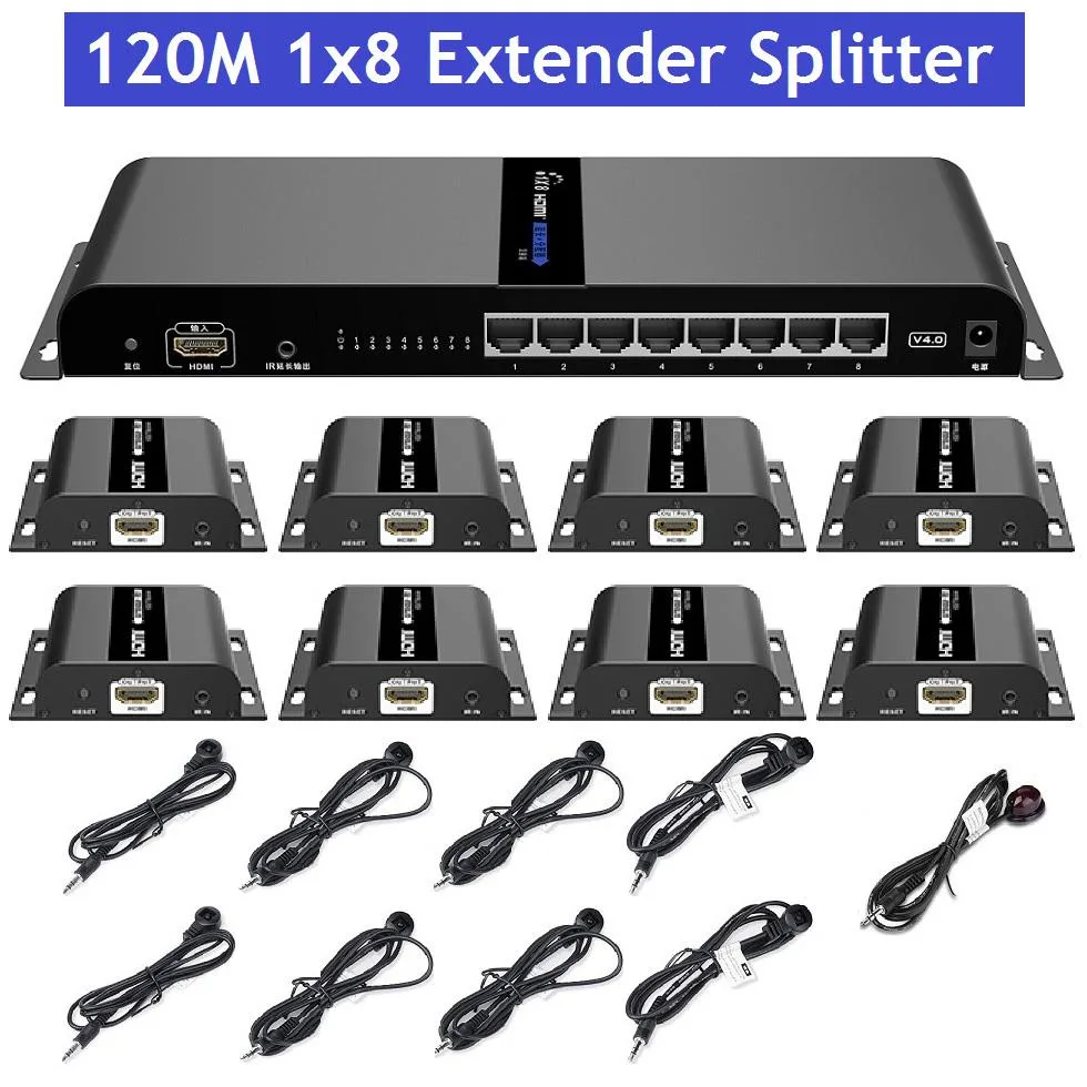 Lenkeng Technology Co,. Ltd Lenkeng Technology Co,. Ltd LKV318-HDbitT-4.0 1x8 HDMI Extender 1080P 120m — product photo