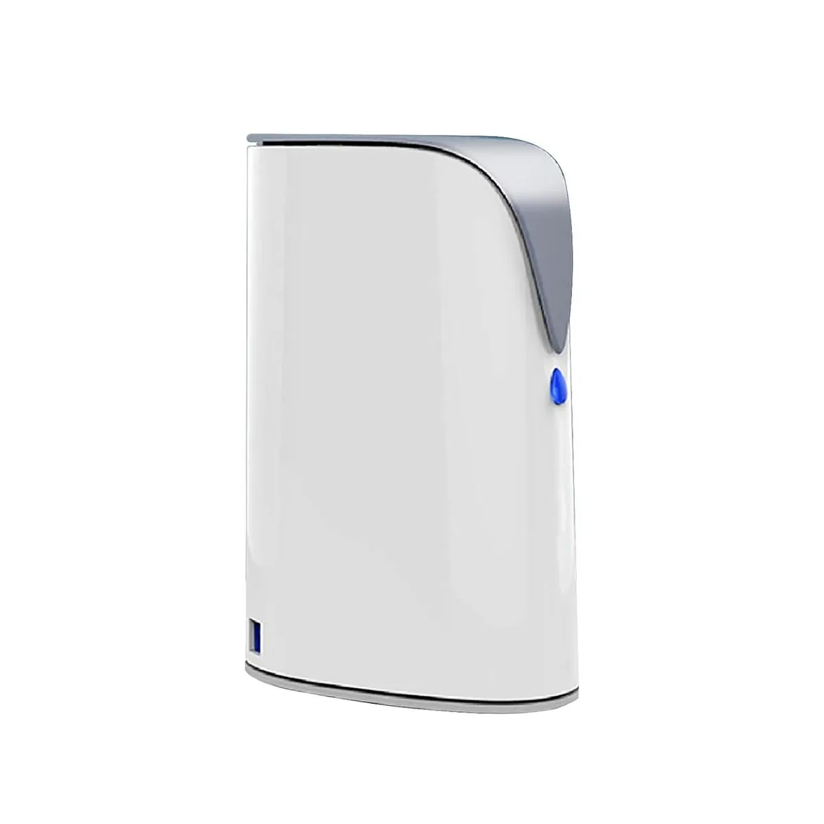 A white rectangular NAS enclosure with a front LED and rear Ethernet and USB 3.0 ports
