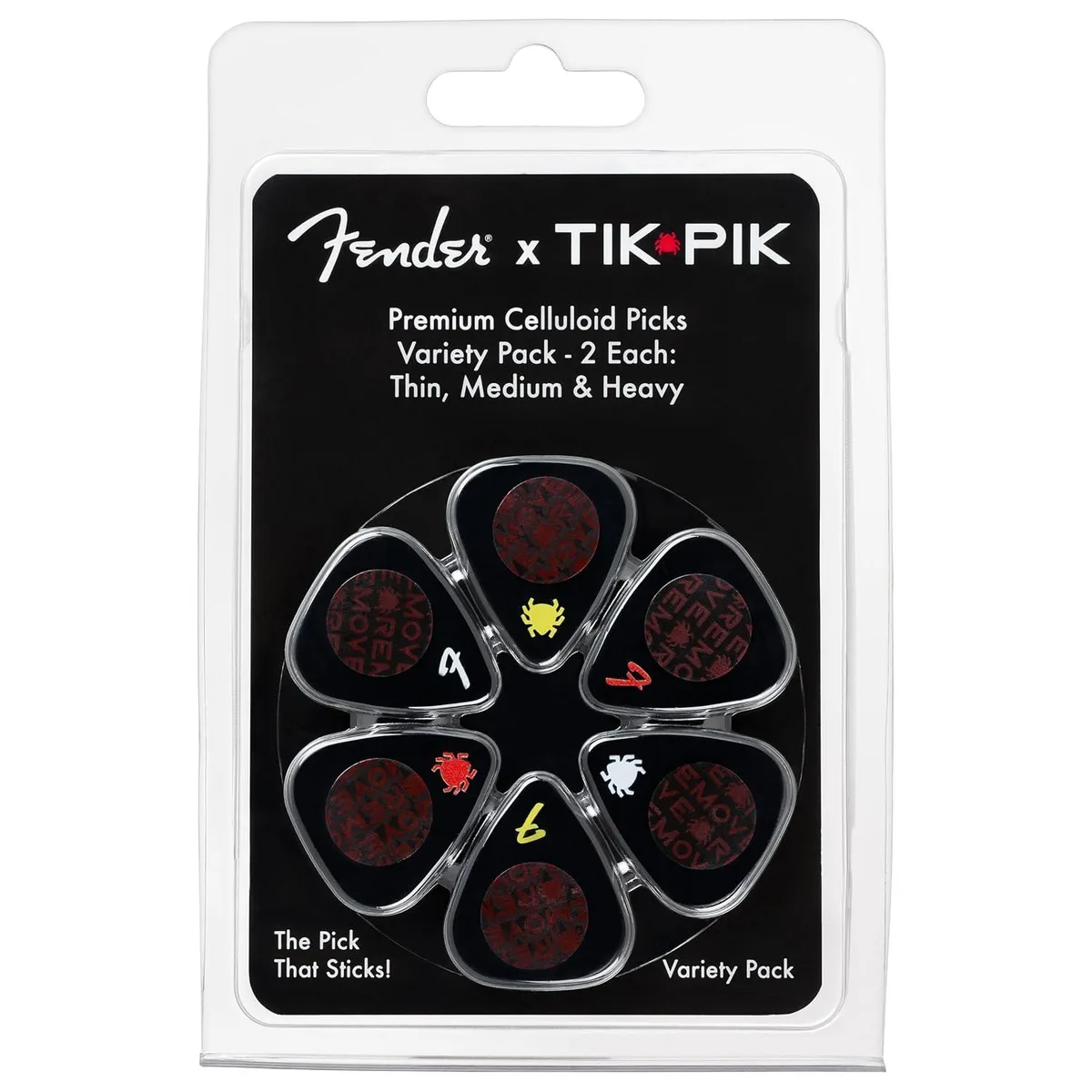 LORDWORLD LORDWORLD Fender x TIK PIK Nano-Suction Guitar Picks 6-Pack .46 .71 .96 mm — product photo
