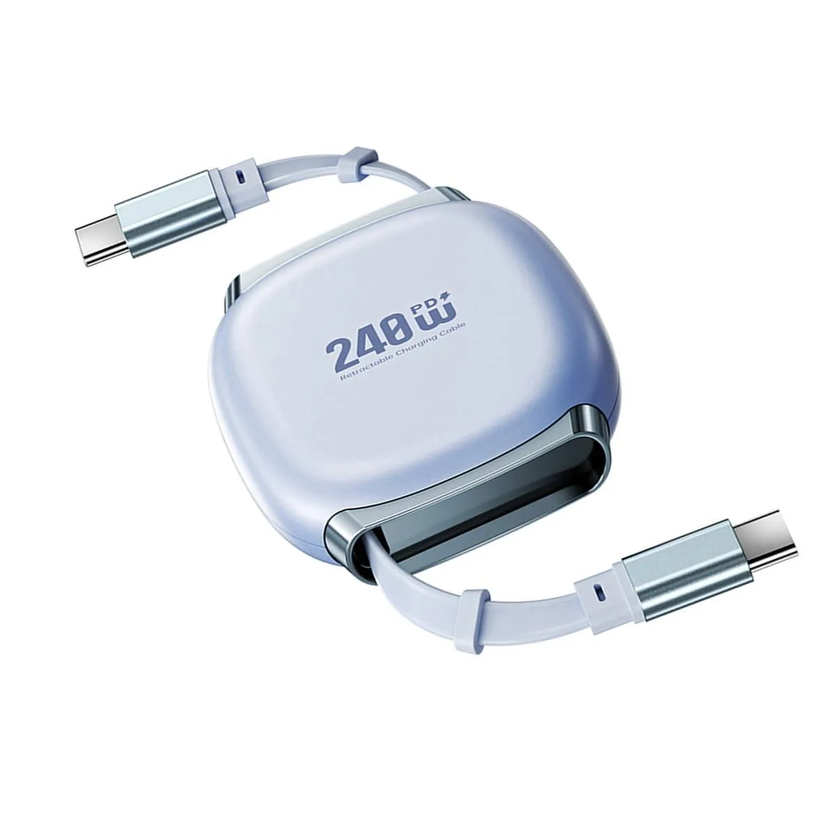 Vszerda Vszerda USB-C male to male retractable coiled cable 100 cm 240 W 480 Mbps blue — product photo