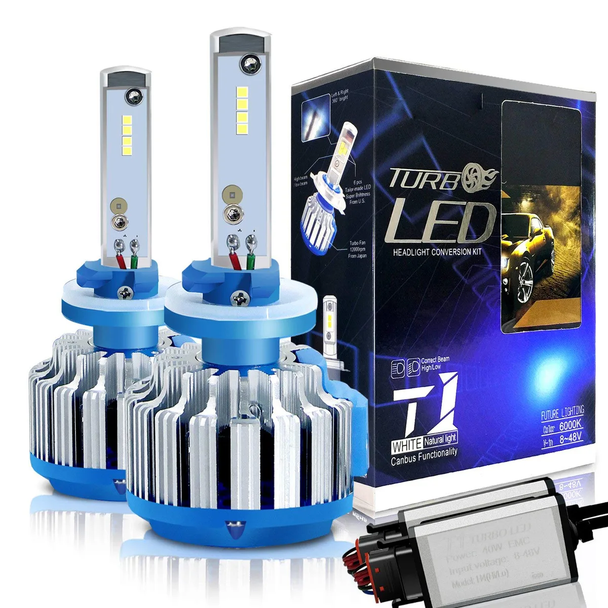 ESTONE ESTONE 880 LED Headlight Bulbs 70W 7200LM 6000K Cool White Set of 2 — product photo