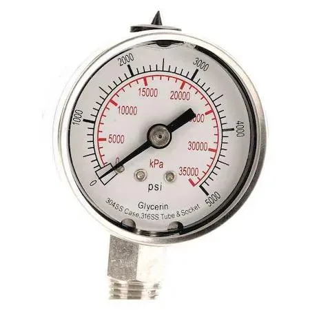 Value Brand Value Brand Commercial Pressure Gauge 0 to 5000 psi 2 in Dial 1/4 in — product photo