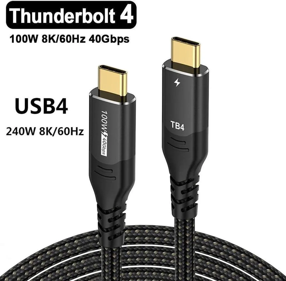 SMUGDESK SMUGDESK Thunderbolt 4 USB4 Cable 6.6FT 40Gbps 100W 8K — product photo