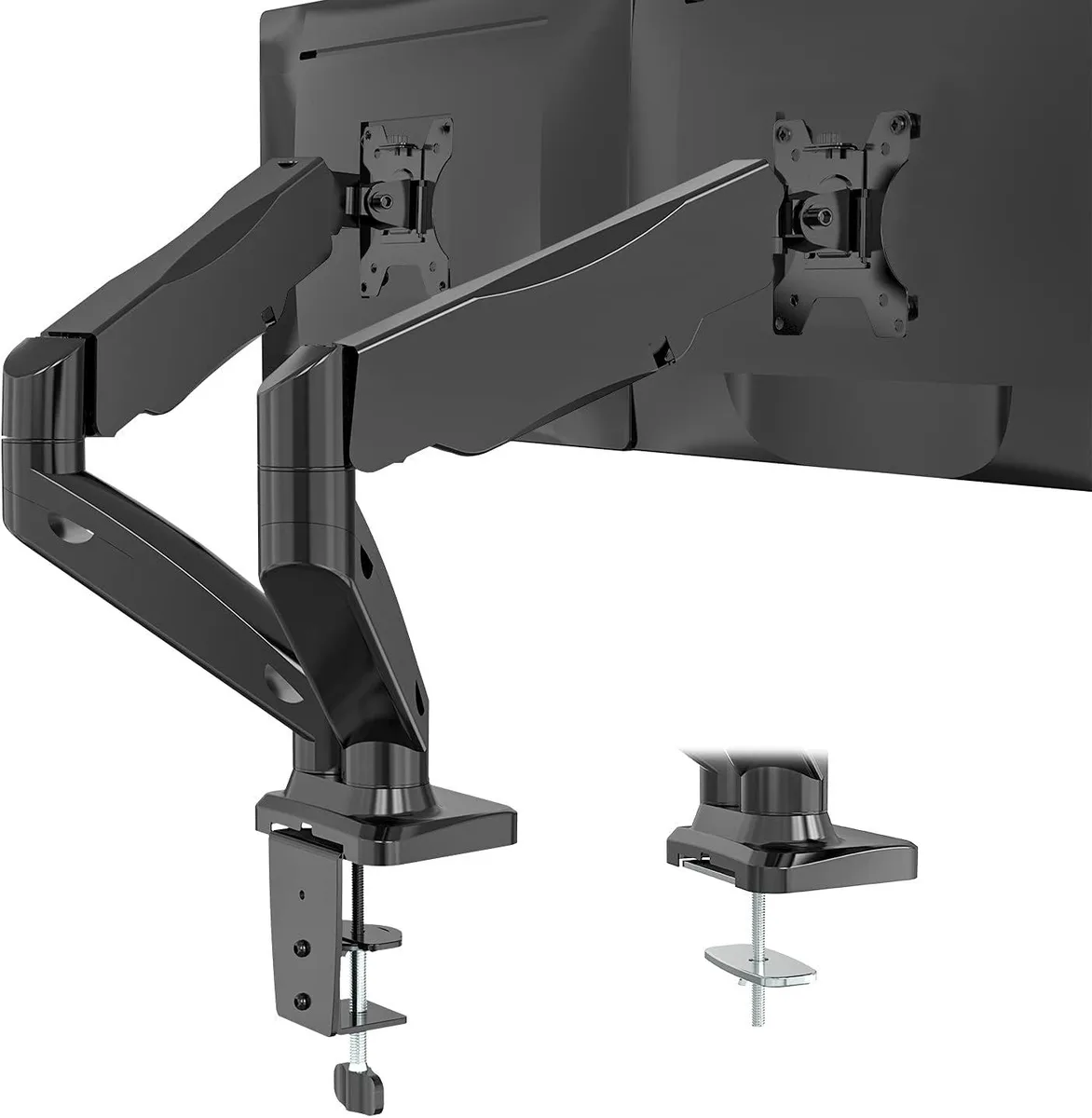 PISKEKAT PISKEKAT Dual Monitor Gas Spring Mount 17-32in 19.8lbs Black — product photo