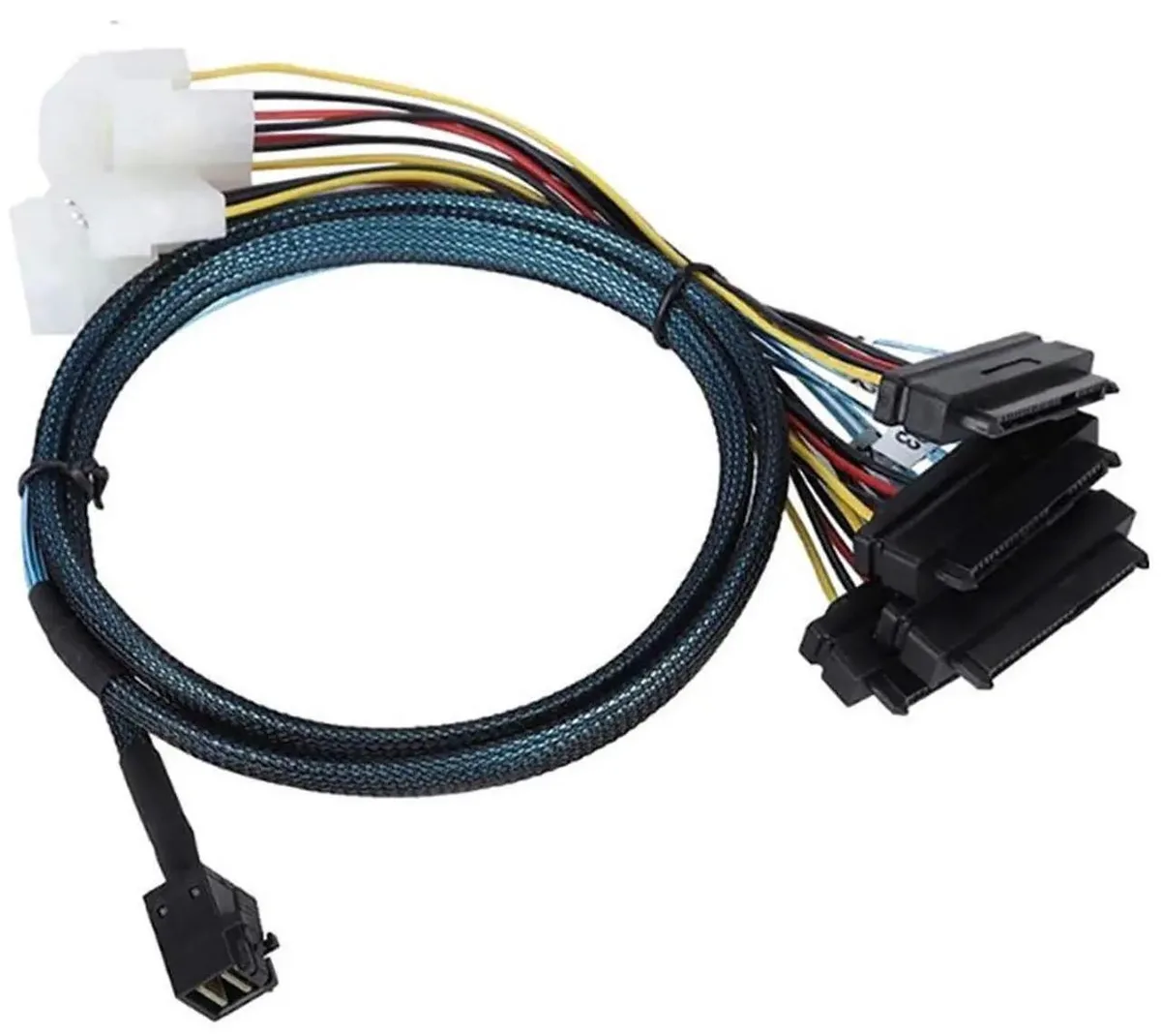 Vszerda Vszerda Mini SAS HD SFF-8643 to 4x SFF-8482 SAS Cable 12Gbps 30AWG with Power 19.68 Inches — product photo