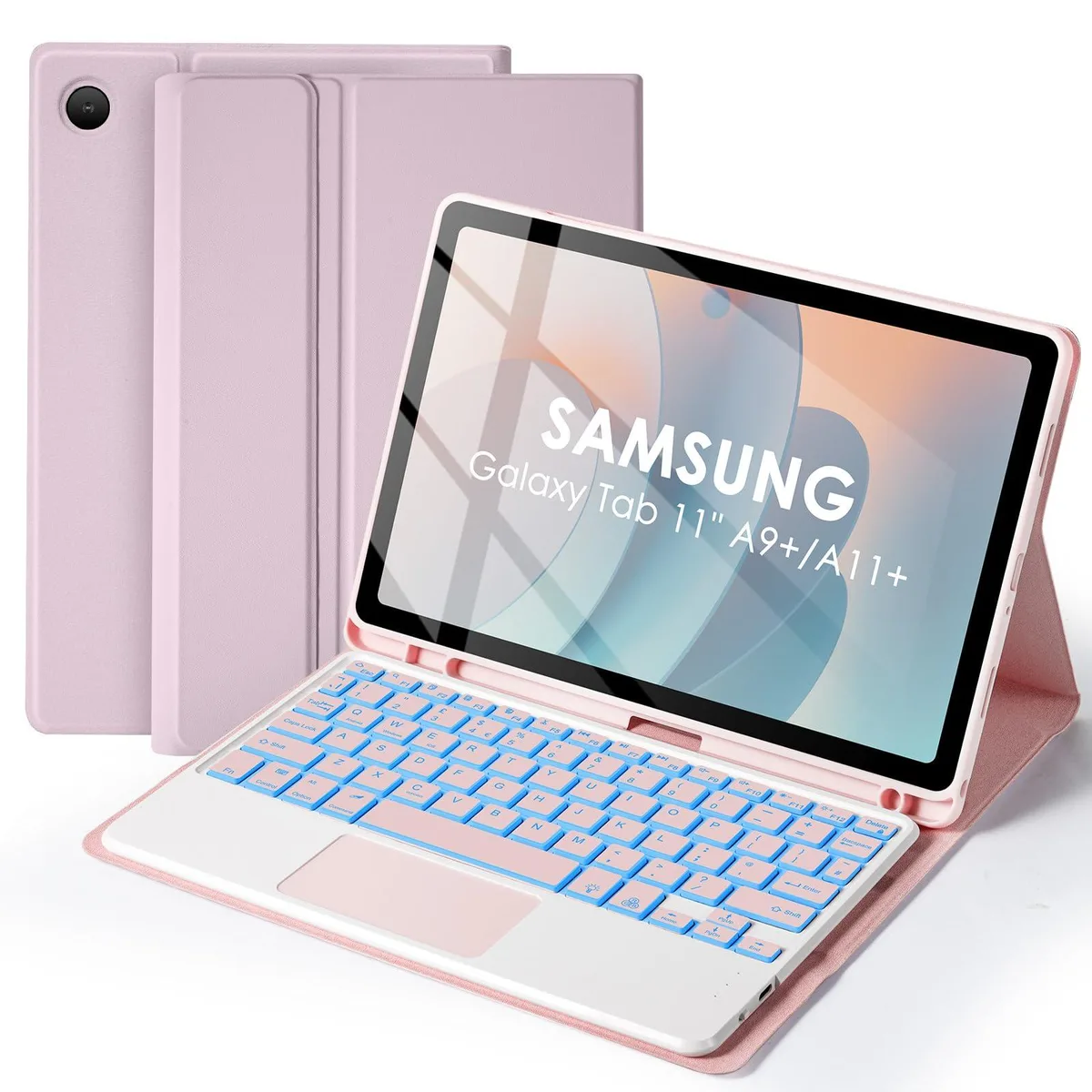  kantaj Backlit Keyboard Case with Touchpad for Galaxy Tab A9 Plus &amp; A11 Plus 11 inch Rose — product photo