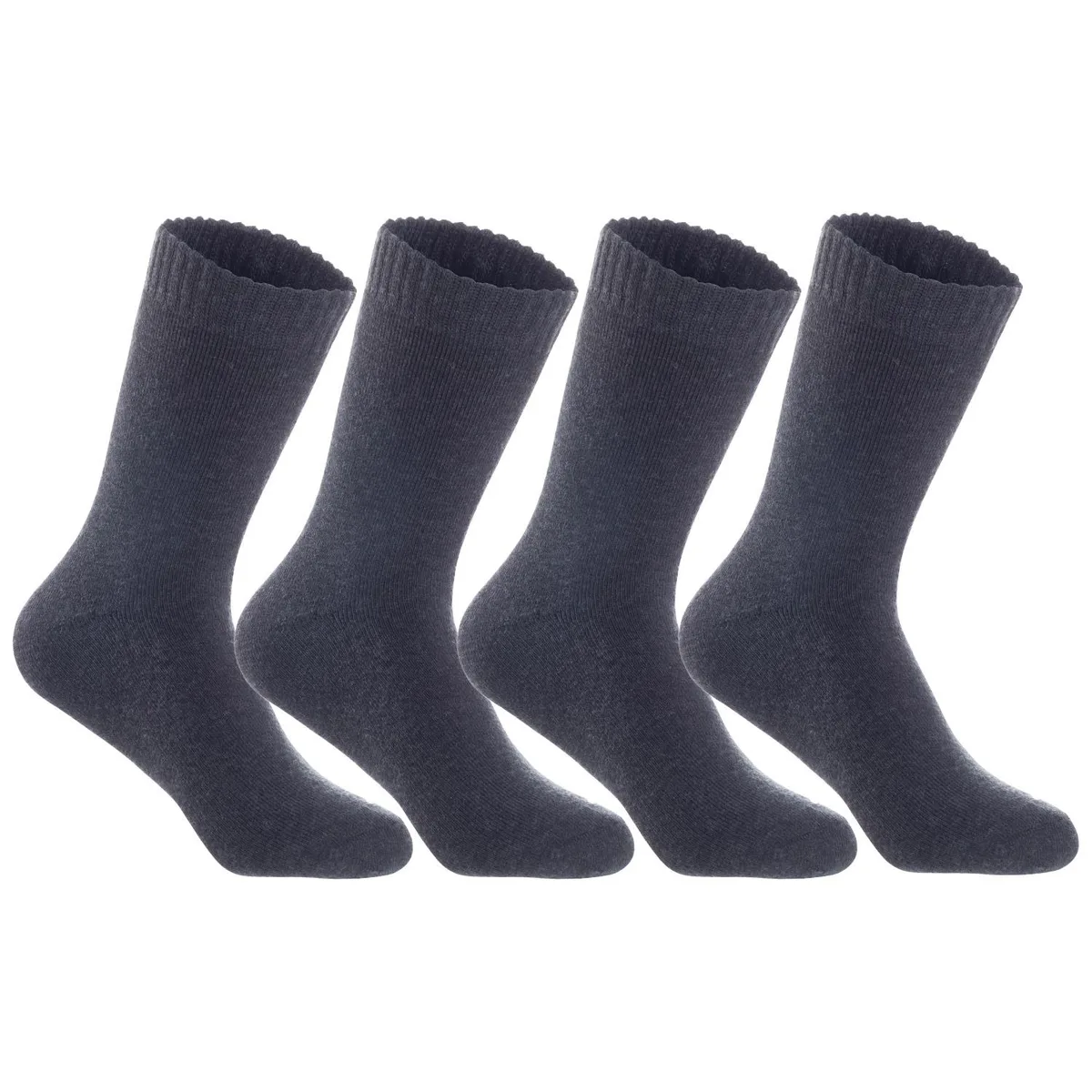 Four dark grey wool crew socks folded together, model 602