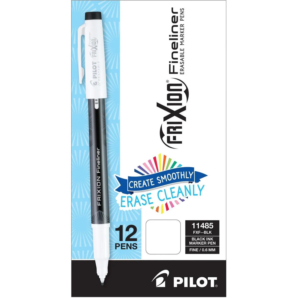 Pilot Pen Pilot Pen 11485 FriXion Fineliner Erasable Pen 0.6mm Black 12 Pack — product photo