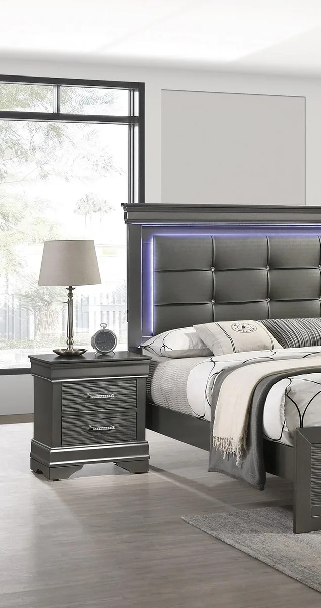 tuphen tuphen Modern Grey Nightstand 2 Drawers 21x16x24 — product photo