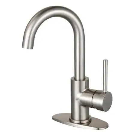 Brushed nickel single-handle bath faucet with push pop-up drain