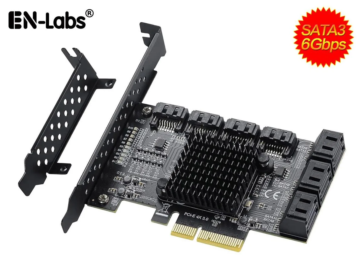 EN-Labs EN-Labs 10 Port SATA 3.0 PCIe Card ASM1166 — product photo