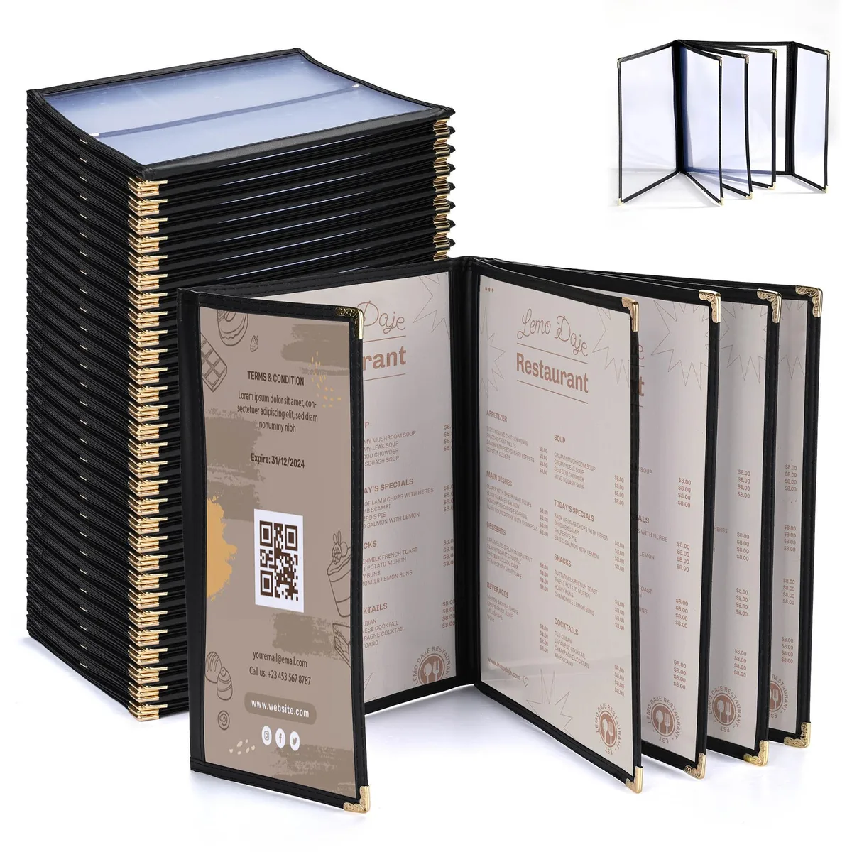 Yescom USA, Inc. Yescom USA, Inc. 26MNC031-11BH6-06-30 30 Pack Menu Covers 8.5x11" 10 View 4.25x11" Half Page — product photo