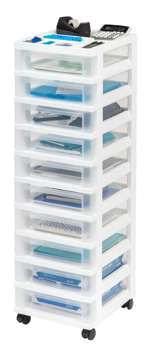 IRIS USA, INC. IRIS USA, INC. 10-Drawer Rolling Storage Cart White/Clear — product photo