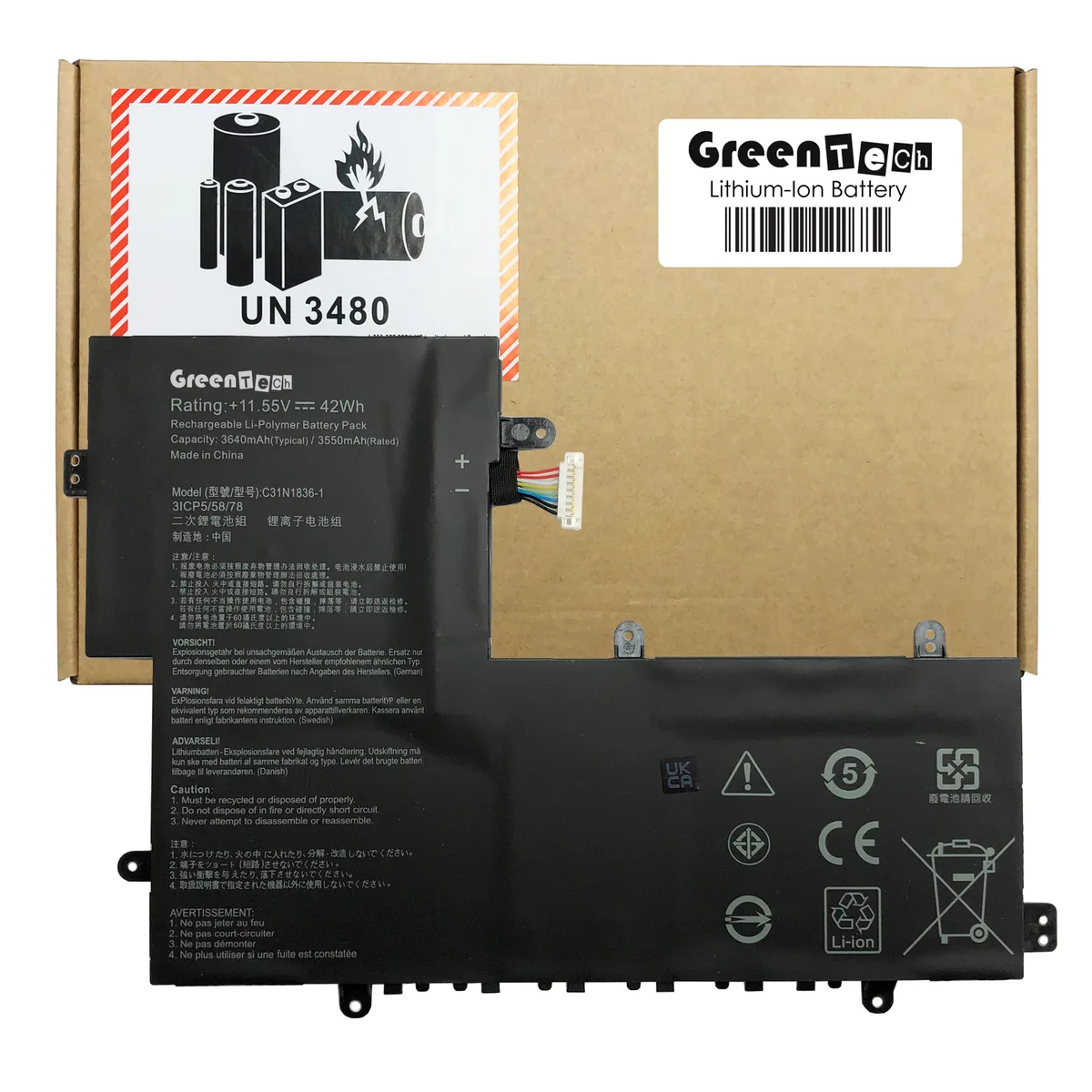 NShi NShi C31N1836-1 42Wh laptop battery for ASUS Chromebook C204MA C214MA Flip C214 — product photo