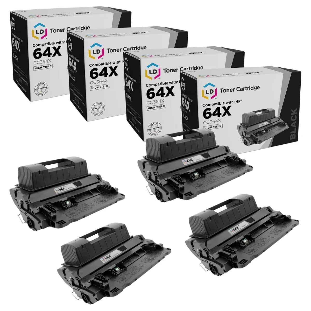 LD Products LD Products Compatible HP 64X Toner Cartridge CC364X High Yield Black 4-pack — product photo