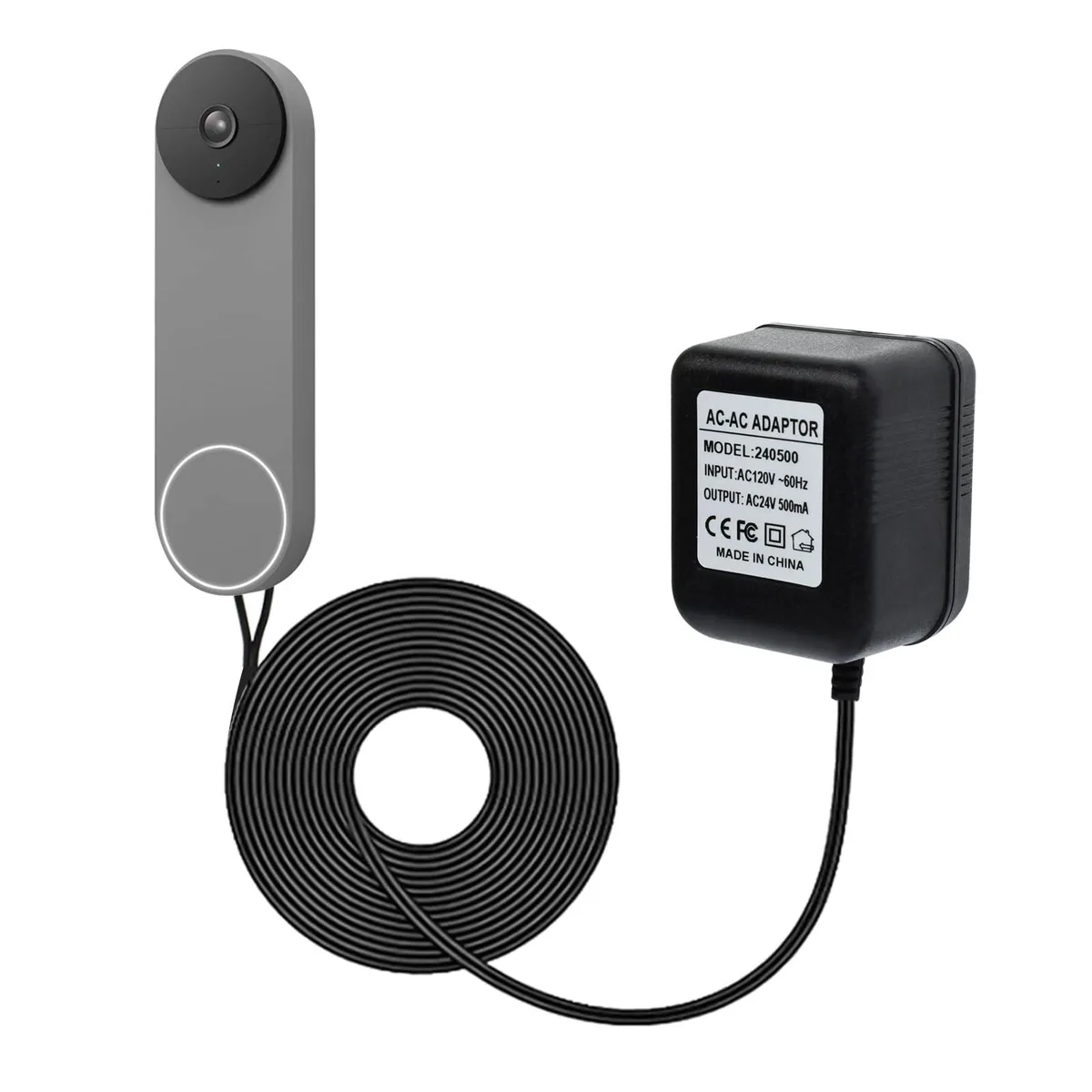 24V Doorbell Power Adapter Straight Blade Plug 16.4ft — product photo