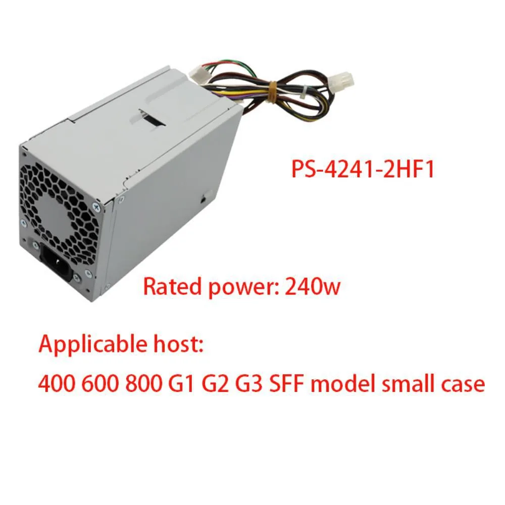 Black rectangular power supply unit with cooling vents and multiple cable connectors