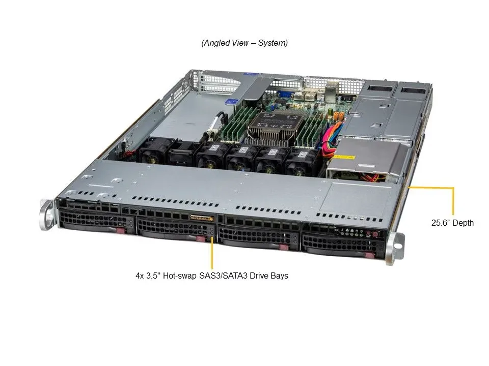 Supermicro Supermicro SYS-511E-WR-G1 1U rack server Intel Xeon Silver 4510 12-core 64GB DDR5 960GB NVMe — product photo