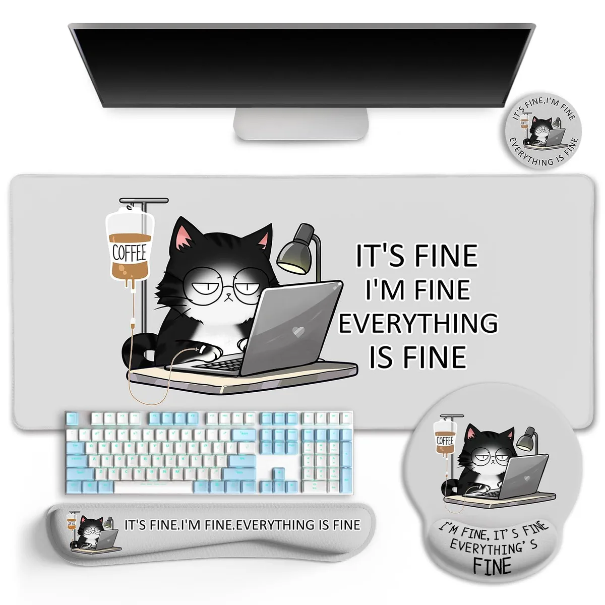  LIMKRIAN MOUA170 Cat Ergonomic Mouse Pad Set XXL 35.4 x 15.7 in — product photo