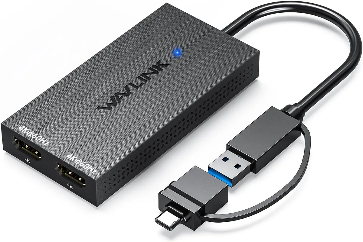 FLEANE FLEANE USB 3.0 &amp; USB C to Dual HDMI Adapter 4K 60Hz audio adapter — product photo