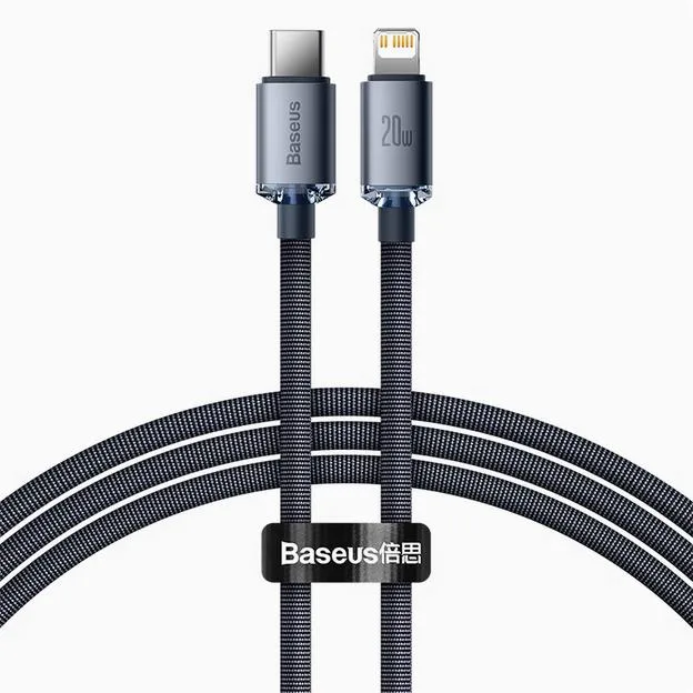 Enfain Enfain Crystal Shine USB-C to Lightning cable 20W 2m black — product photo