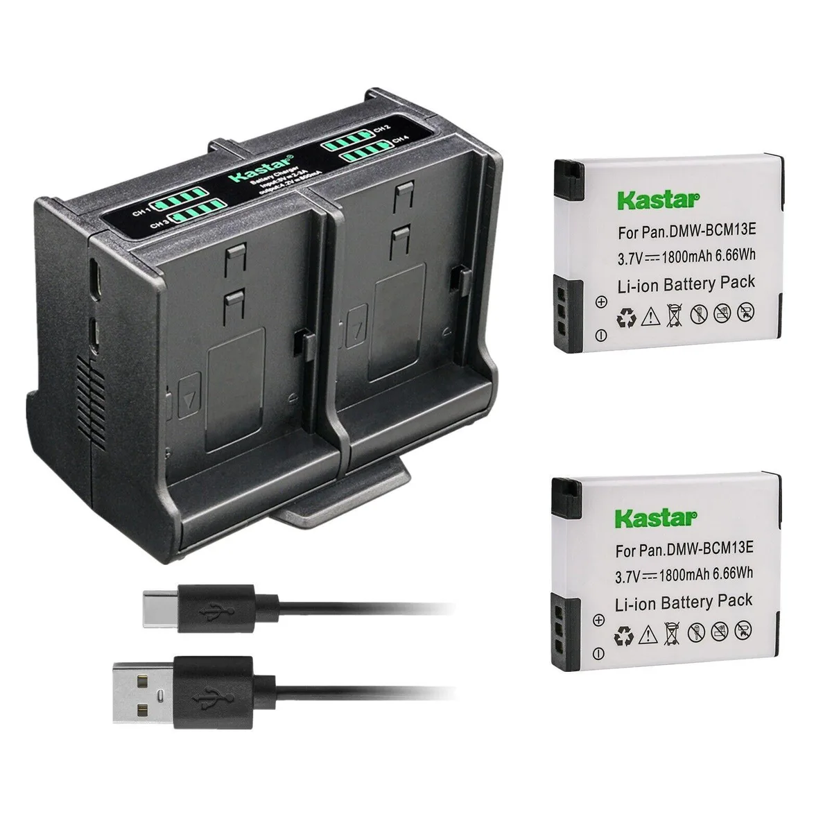 Kastar Kastar DMW-BCM13 2-Battery &amp; Quad USB Charger Kit — product photo