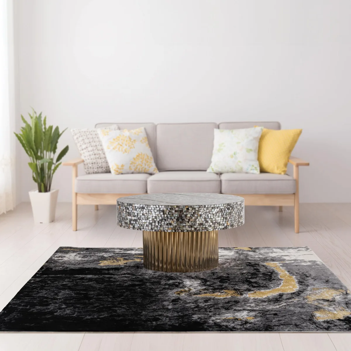 tuphen tuphen 1207-32 Coffee Table Mother of Pearl Top Antique Brass — product photo