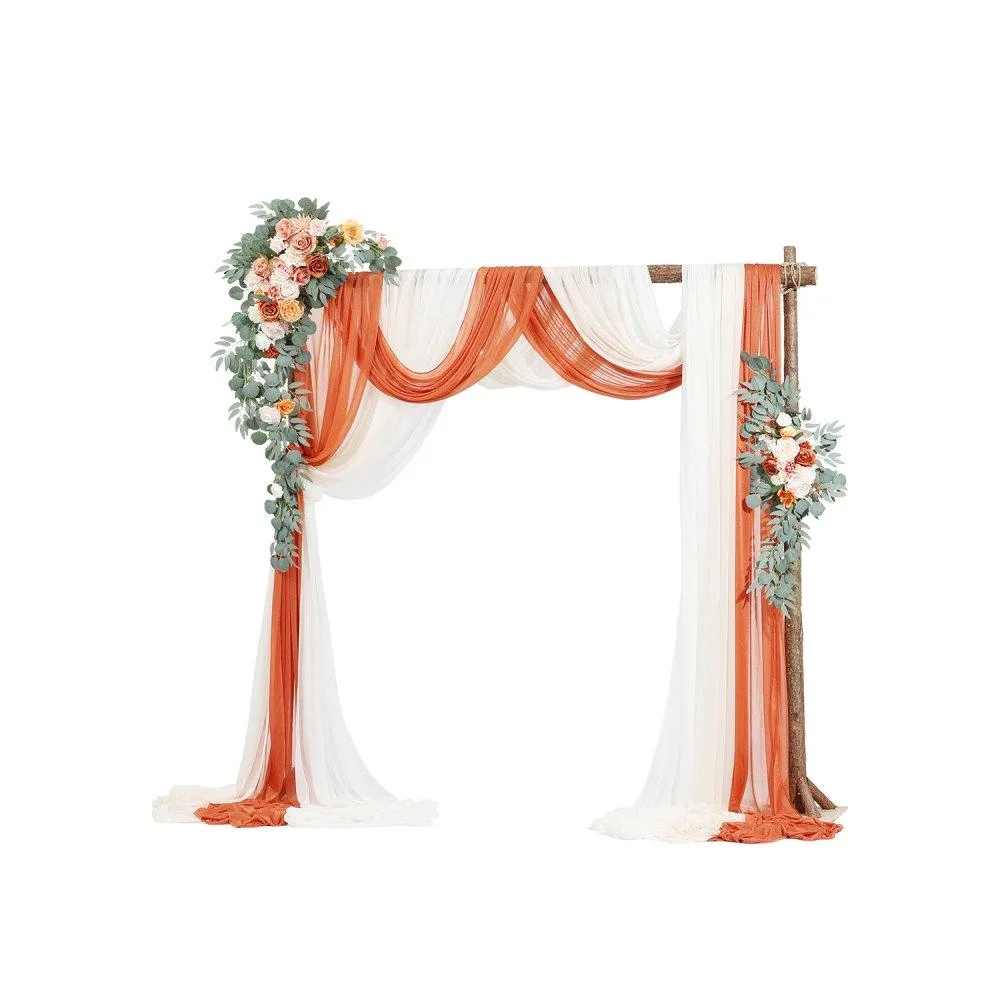 VEVOR VEVOR Artificial Wedding Arch Flowers Kit Orange 5-Piece Set 33ft Drapes — product photo