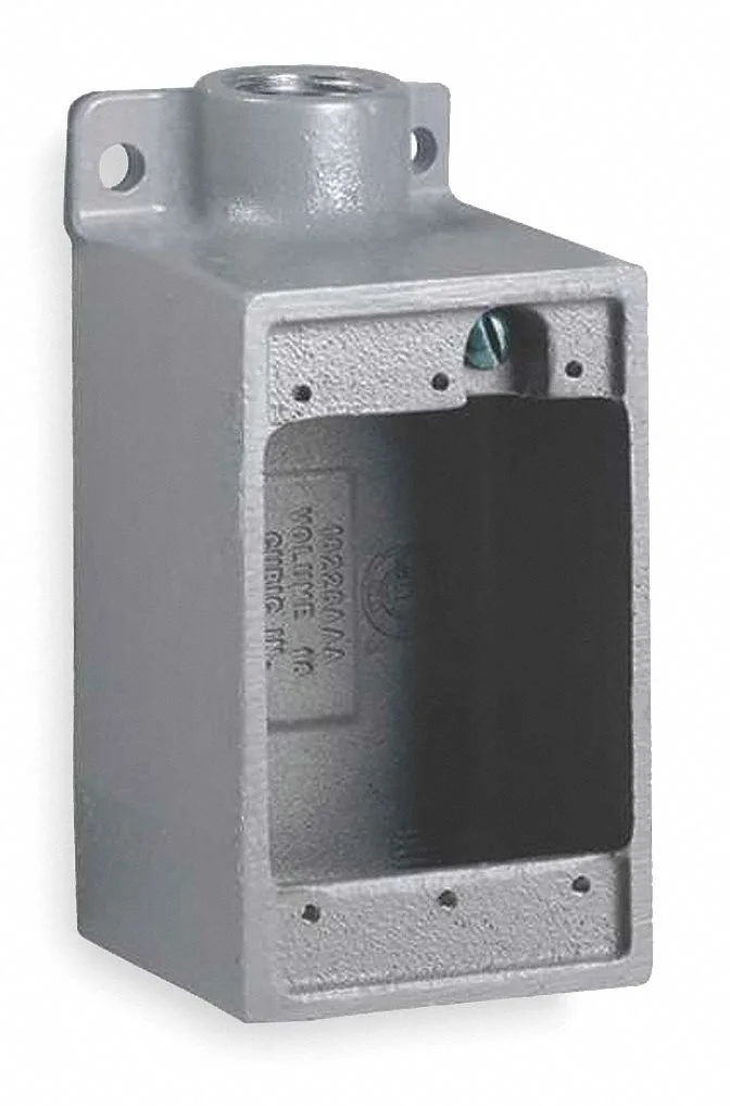 Gray iron single-gang FD box with lug brackets