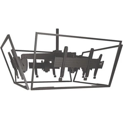Quad ceiling mount kit with four display arms extending from central column, black metal finish
