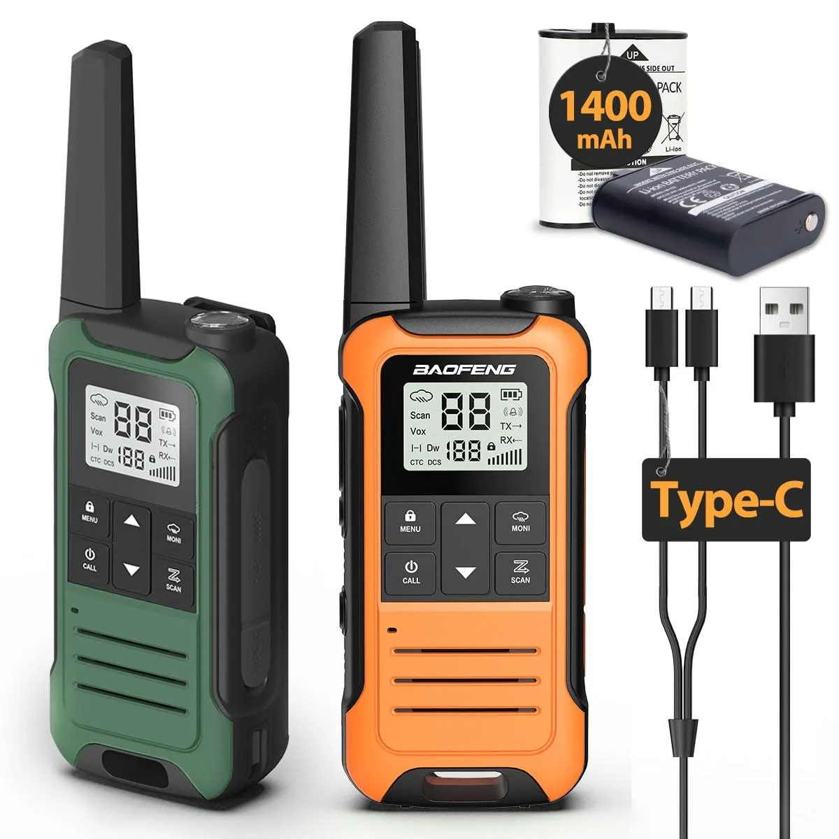  EMERSON F22 FRS Radio 22ch 12 NOAA 1400mAh 2-Pack — product photo