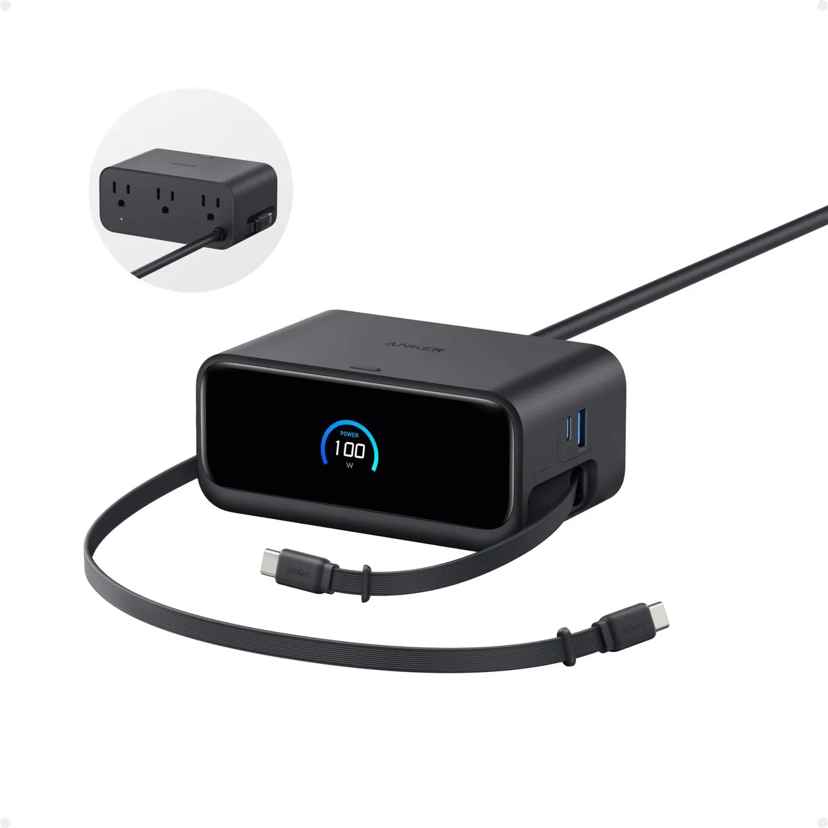  Anker A91C8 Nano Charging Station 100W 7-in-1 Power Strip Retractable USB Charger — product photo