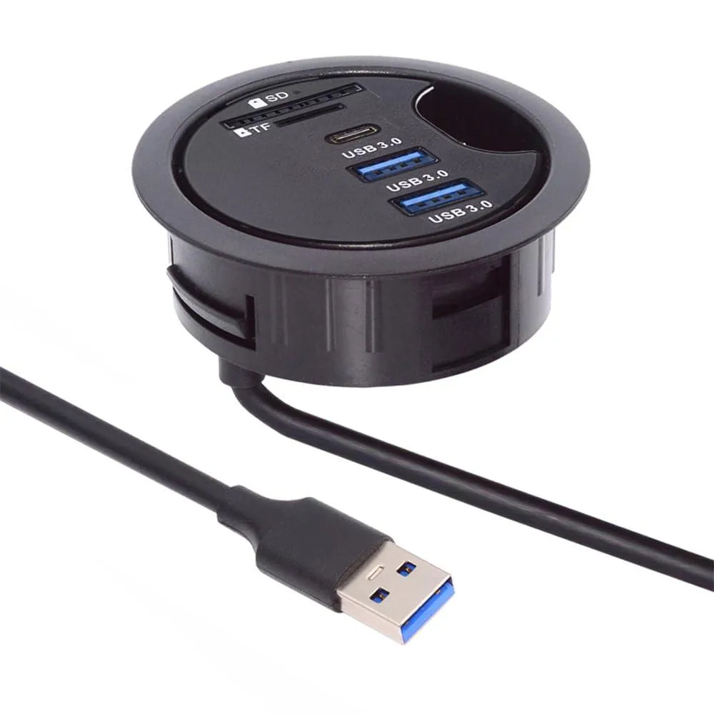 Fervit Fervit 2 Port USB 3.0 Hub 60mm Desk Grommet Dock Station — product photo