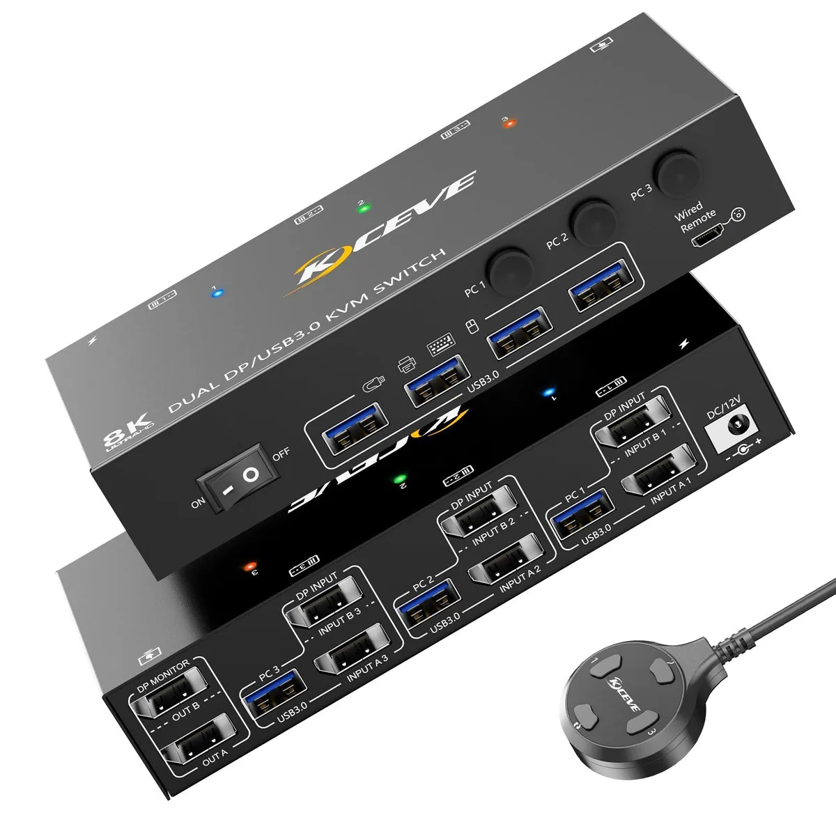 Vszerda Vszerda KCKVM002DZ KVM Switch 3 PC 2 Monitor 8K@60Hz — product photo