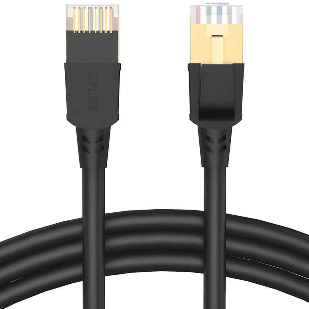 No Sew No Sew Cat8 network ethernet cable 40Gbps 2000MHz S/FTP 26AWG 24K gold RJ45 black — product photo
