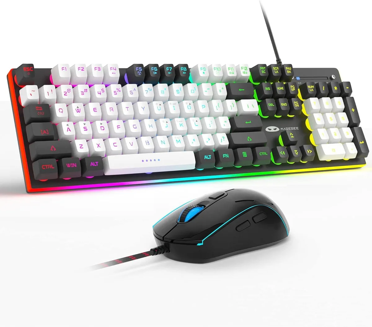 TUKO TUKO GT838 Gaming Keyboard and Mouse Combo 104 Keys RGB Wired White Black — product photo