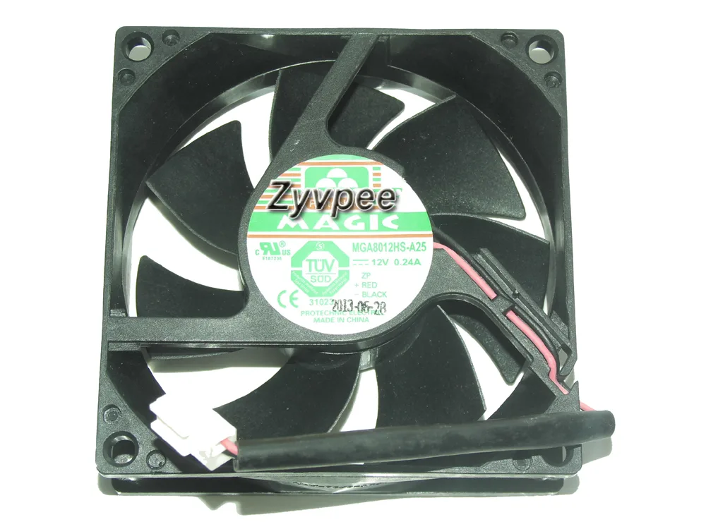Zyvpee Zyvpee MGA8012HS-A25 80mm case fan 12V .24A 2 Pin — product photo