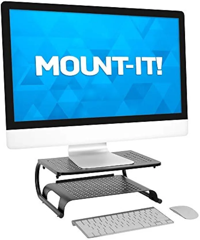 TAURKENAM TAURKENAM 2 Tier Desk Organizer Riser Monitor Stand with Keyboard Storage Shelf — product photo