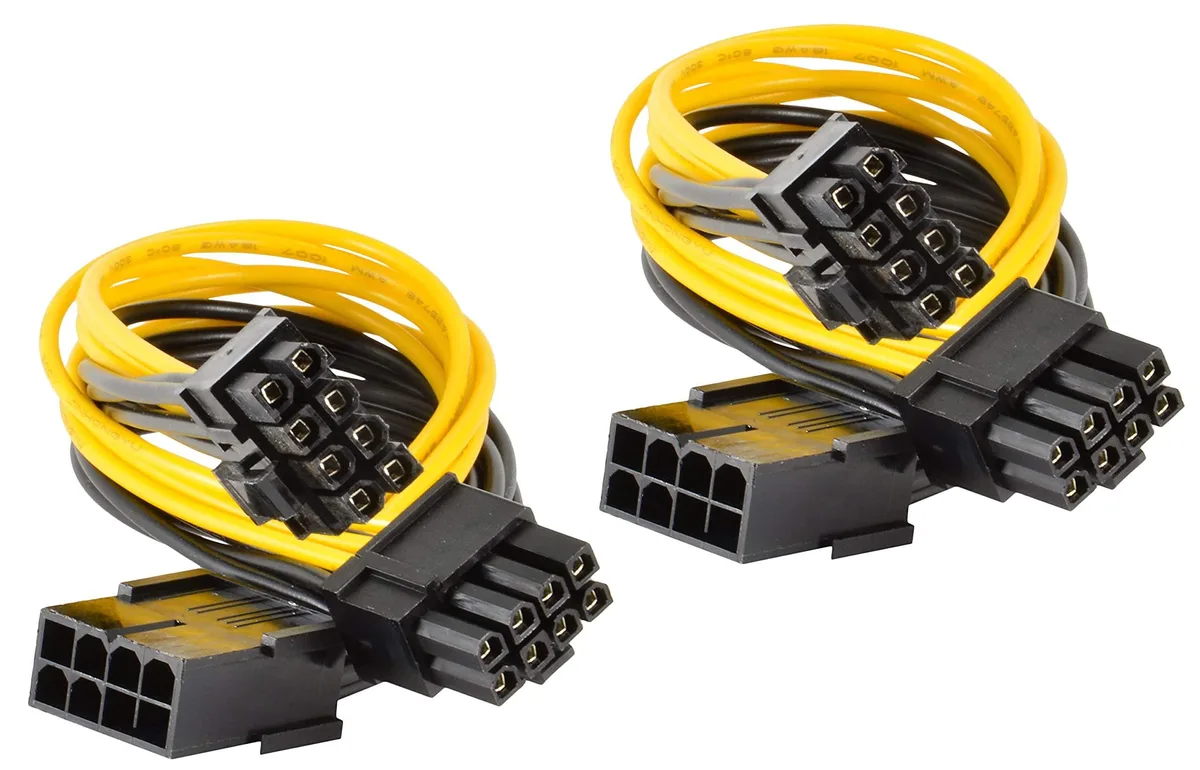 BUCIER BUCIER 1007 8 Pin PCIe Splitter to Dual 8 Pin (6+2) 12in computer power cord — product photo