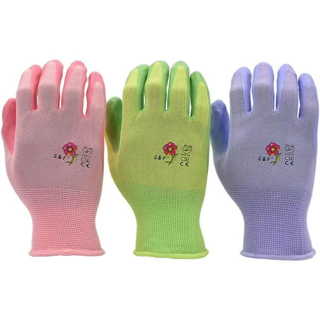 G & F Products G & F Products 15226M Nitrile Coated Garden Gloves 6 Pair Large Multi-Color — product photo