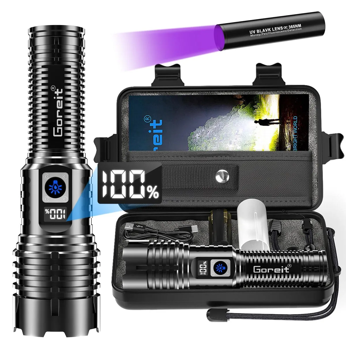 DNBeffulgent DNBeffulgent US-G1695 20000 Lumens XHM77.2 Rechargeable Flashlight — product photo