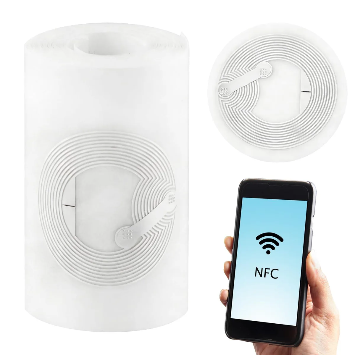 60 round NFC tag stickers 25mm diameter paper finish adhesive backing