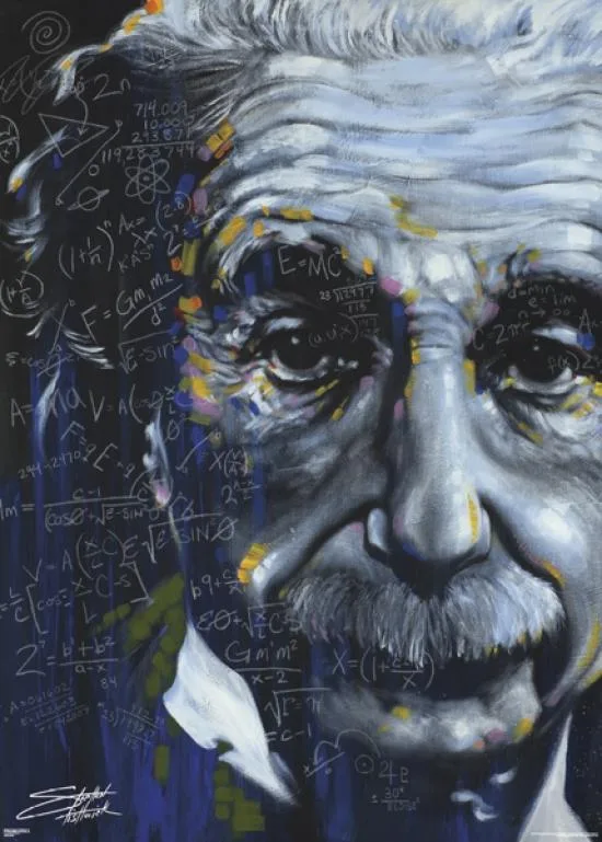 Poster print of Einstein artistic formulas on heavy paper 39 by 55 inches