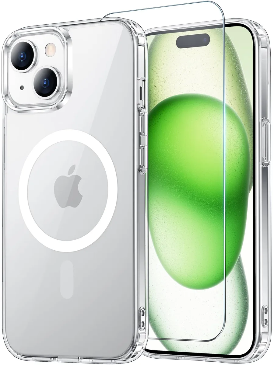 Clear TPU case with screen protector for iPhone 13 14 15
