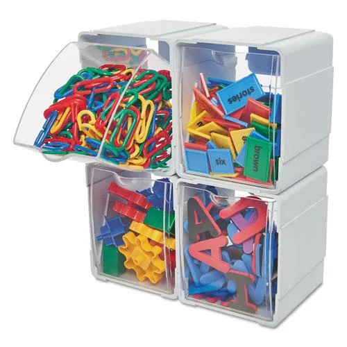 deflect-o deflect-o Next Gen Interlocking Tilt Bin 421103 White/Clear 5.5 x 4.75 x 4.88 office furniture — product photo