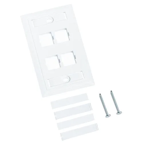 White flush-mounted faceplate with two ports